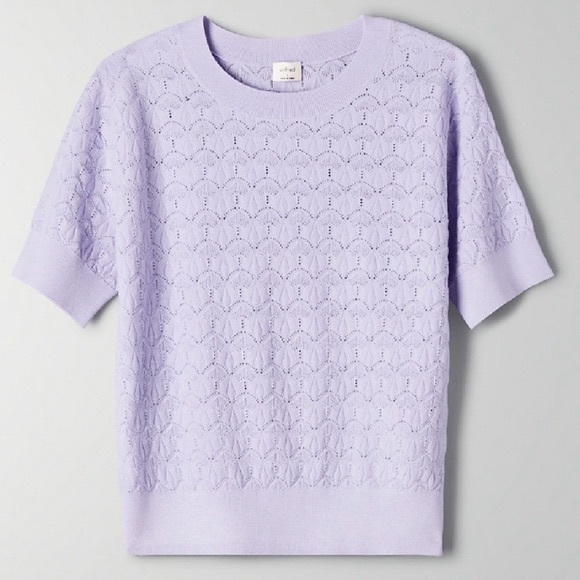 Aritzia Sweaters - Aritzia Wilfred Ozma Sweater short sleeve knit shirt light purple pointelle